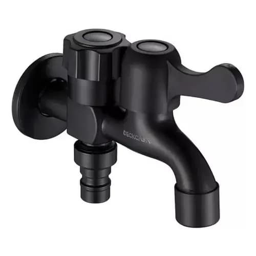Torneira Máquina De Lavar Tanque Metal 2 Saídas 1/4 Volta Preto