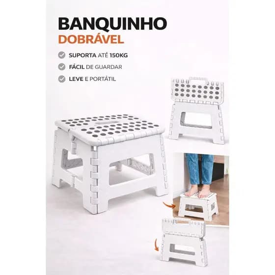 Banco Banqueta Multiuso Dobrável Resistente até 150kgs Adulto Infantil Pesca Camping