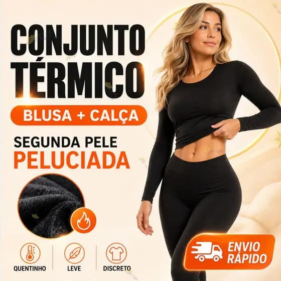 Conjunto Inverno Feminino Segunda Pele Camisa + Calça Térmica Feminina