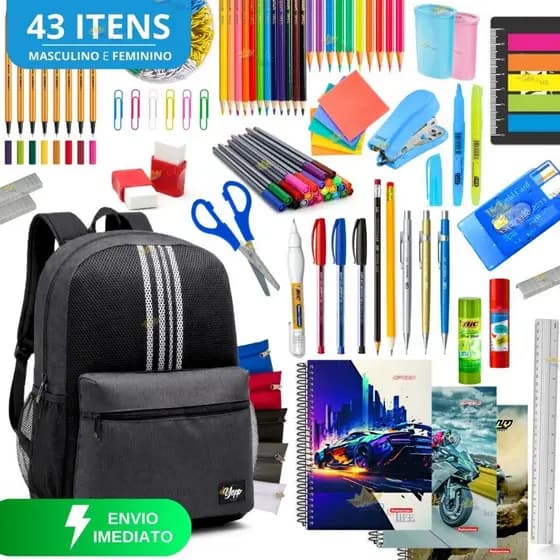 Kit Material Escolar Menino Completo Com Sem Mochila Masculina Escolar Material Estojo Escolar Feminino Masculino