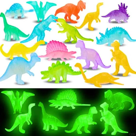 Kit Dinossauros de Brinquedo Infantil Jurássicos Brilhosos Dino Brilha no Escuro - 11 Peças