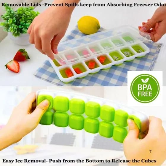 1 Forma De Gelo Cubo Com Tampa Rígida Flexível Fundo Silicone