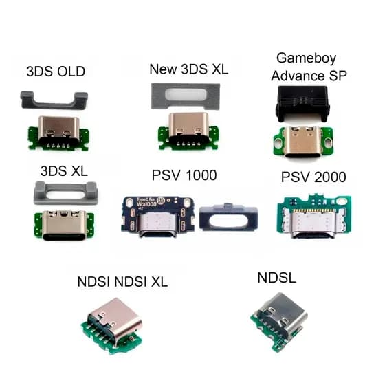 Porta Carregamento Power Jack Socket Conector USB-C Nintendo 3DS 3DS XL New 3DS XL PSVita 1000 Gameboy Advance NDSI XL