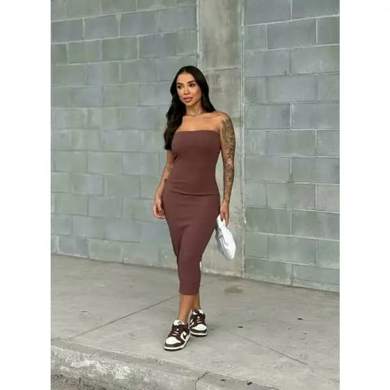 Vestido Feminino Tubinho Midi Tomara Que Caia Vestido Longo Verão Lançamento