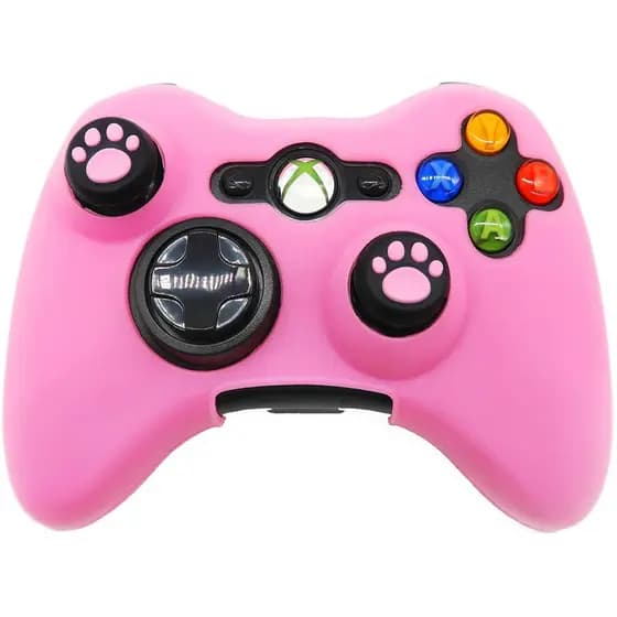 Capa De Silicone Controle Xbox 360 & Grips Rosa Pink
