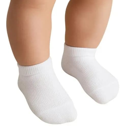 Kit 3 Pares Meia Sapatilha Bebe Unissex Inverno Algodão Invisível Branco