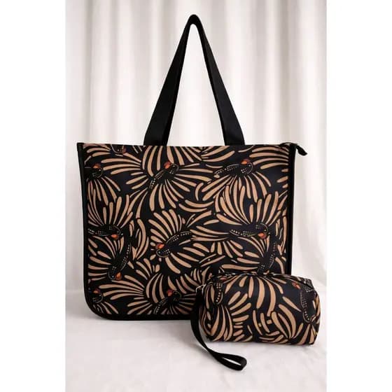 Kit Sacola + Necessaire Estojo Maquiagem Estampado Sacola Praia Verão Envio Imediato