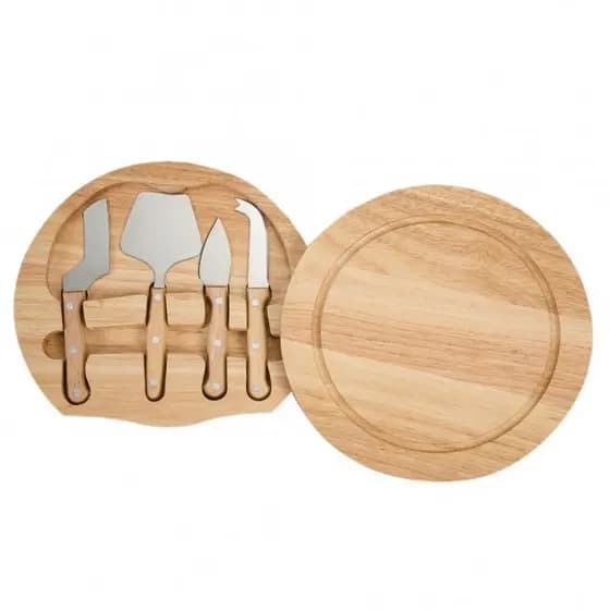 Kit Queijo com 5 Peças em Inox com Tabua