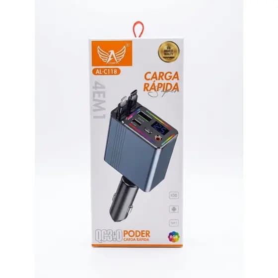 O MAIS COMPLETO: Carregador Veicular 4 em 1 Ltomex - Esqueça os Cabos Soltos! (Foco na organização e praticidade)