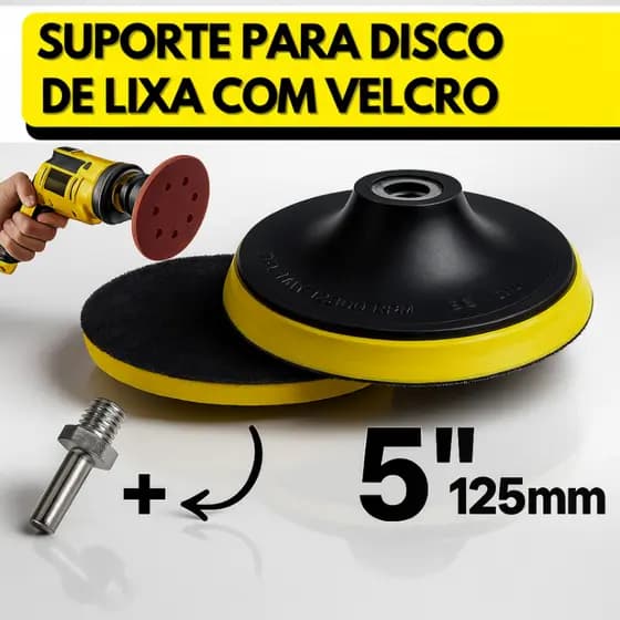 Base Suporte Para Disco De Lixa Com Velcro 125mm 5'' Furadeira Lixadeira Politriz Esmerilhadeira Com Adaptador M14