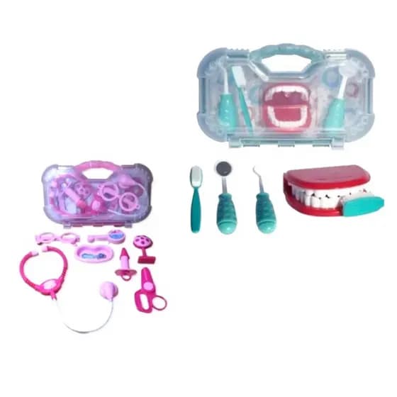 Maleta Kit Dentista Verde + Kit Médico Rosa Odontologia Odonto dia das crianças natal diversão