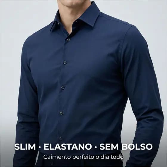 Blusa Social Masculina Slim Elastano Blusa Social Masculina Elastano Premium Social