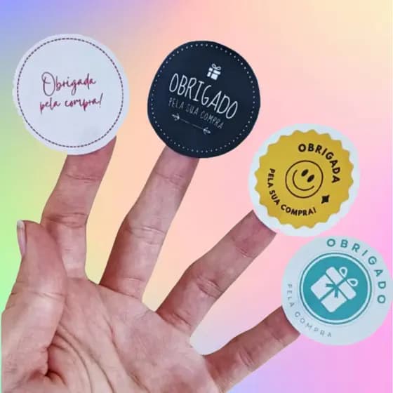 240 - 720 pcs Adesivos Redondo Obrigada Obrigado pela Compra - 4cm - Papel Fosco