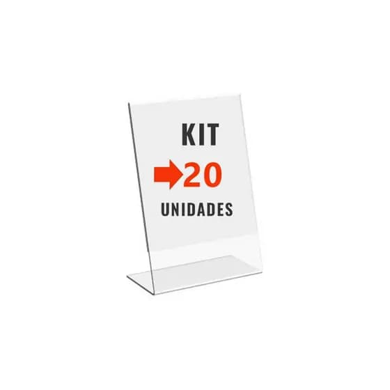 Kit com 20 Display Expositor Acrilico L Tamanho A6 10x15cm Vertical