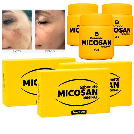 Kit Sabonete 90G e Pomada Clareador Facial Micosan 50G Seca Espinha Manchas Tratamento Melasma