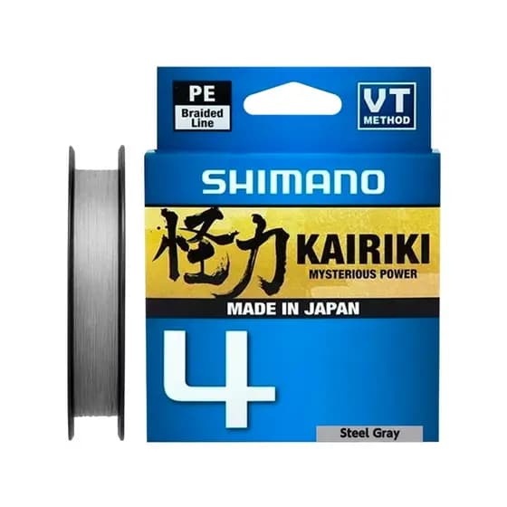 Linha de Pesca Shimano Multifilamento Kairiki Cinza 4 Fios Carretel com 300 Metros