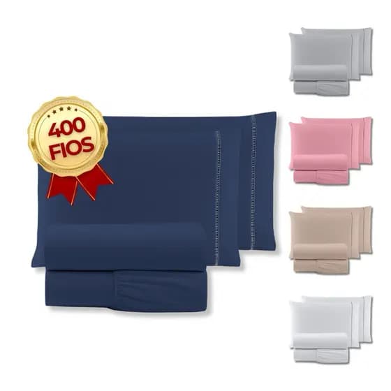 Jogo De Lençol Casal 4 Peças Ponto Palito 400 Fios Cama Box - Lençol solteiro - Lencol casal