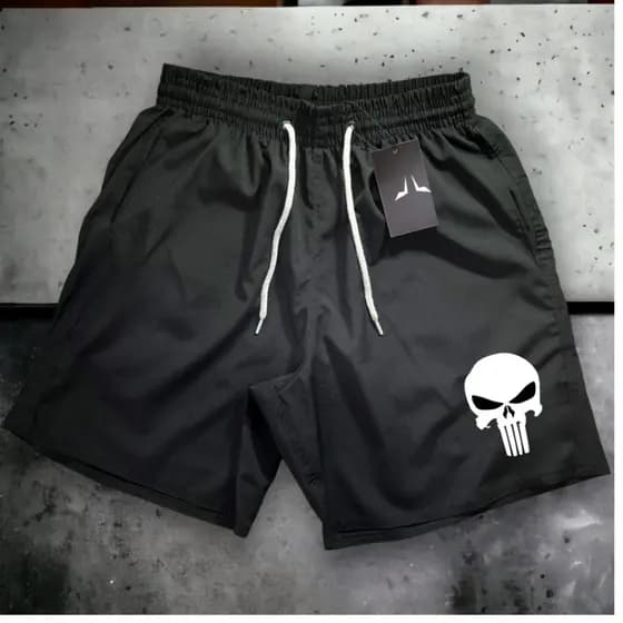 bermuda Short Masculino Mauricinho Modelo JUSTICEIRO- Antiodor e Design Esportivo Ideal para Academia, Skate,Praia,Verao