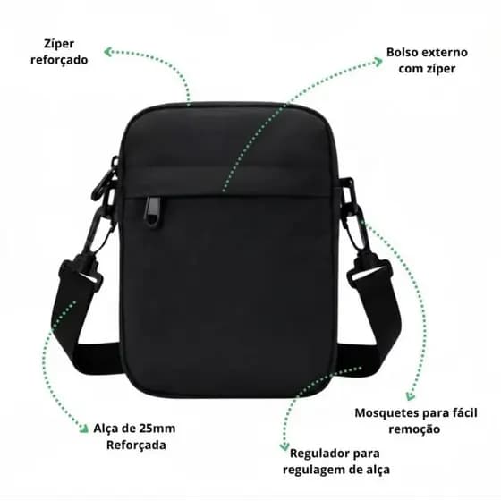 Shoulder Bag Pochete Transversal Unisex Mini Masculina e Feminina