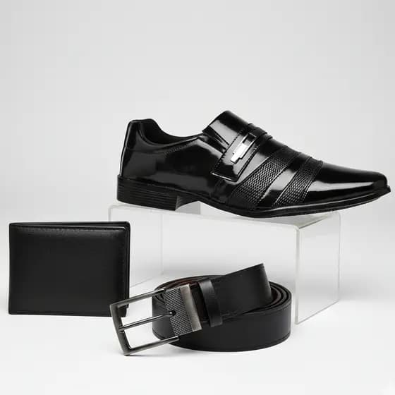 Kit Sapato Social Masculino Mocassim Cinto Carteira Comfortável Sapatenis Casual Trabalho Igreja