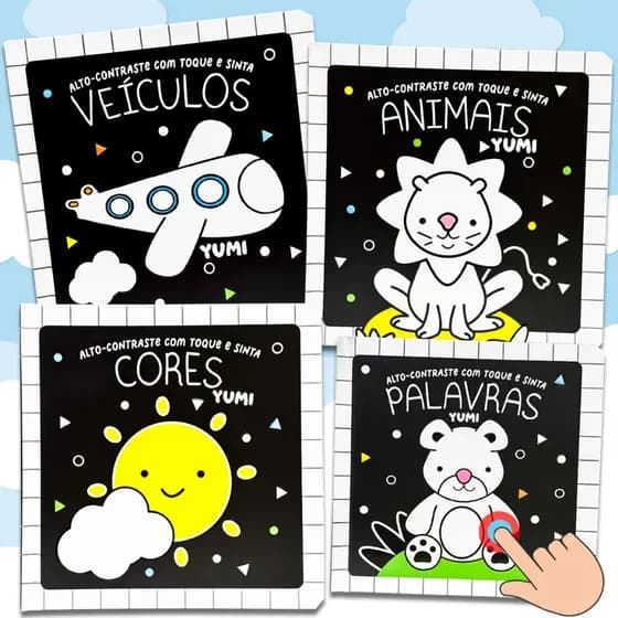 Livro Bebê Alto Contraste Interativo: Estímulo Visual Sensorial para Recém-Nascidos 0 a 6 Meses