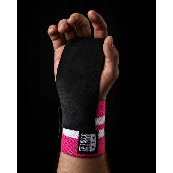 Grip com Munhequeira Rosa com Branco Proteção Mão