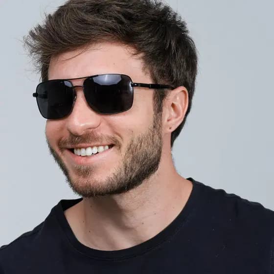Oculos de Sol Premium Tradicional Uv Semi Aro Refinado Masculino Americano Confortável