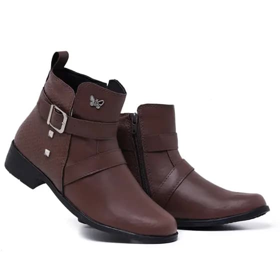 Coturno Feminino Montaria 11400 Cores Com Zíper Confortável Casual Cano Baixo