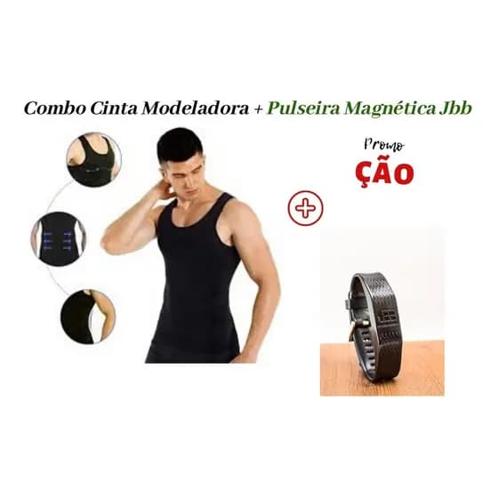 Combo Cinta Modeladora Masc + Pulseira Magetica Jbb Tira Dor