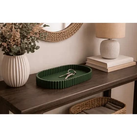 Bandeja Oval Decorativa Minimalista Porta Chave – Design Moderno