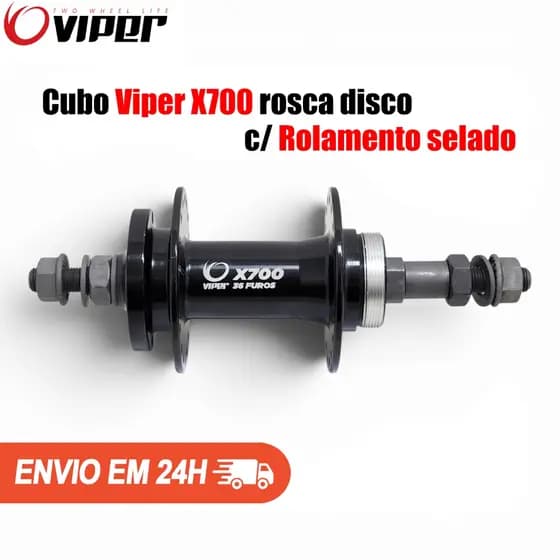 Cubo Traseiro Viper Roletado Freio a Disco Alumínio Preto 36 Furos Sem Blocagem Bike Bicicleta