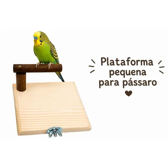 PLATAFORMA COM POLEIRO PARA PERIQUITO AGAPORNIS-CANTINHO DESCANSO MADEIRA -ANTI STRESS