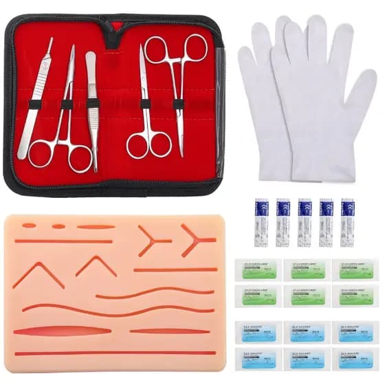 kit de sutura 25pecas com simulador completo Dissecação pinça tesoura