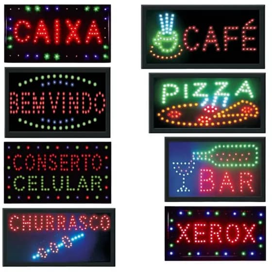 Painel De Led Display Letreiro Luminoso Placa Escrita