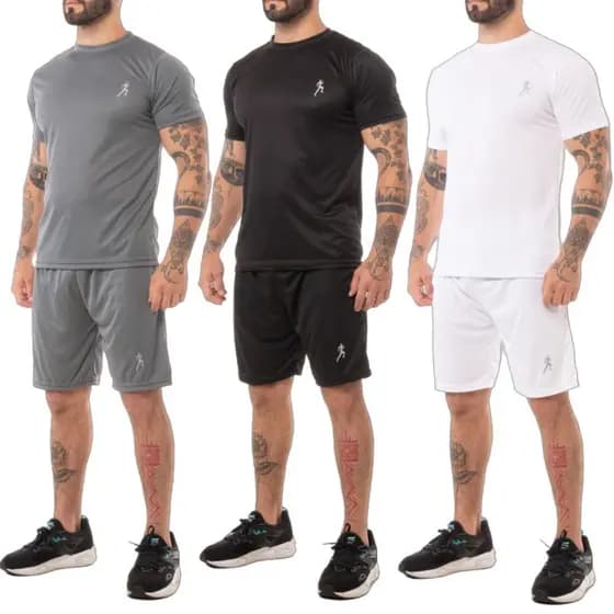 Kit 3 Bermudas Masculinas Academia + 3 Camisetas Esportiva - Conjunto