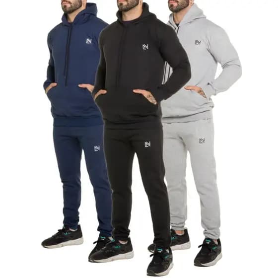 Conjunto de Moletom Masculino Com Capuz Canguru Grosso Capuz
