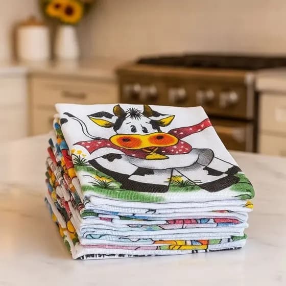 Kit 10 Panos de Prato Estampados Cozinha Copa 100% Algodão