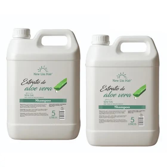 KIT COM 2 SHAMPOO EXTRATO ALOE VERA 5L CADA NEW LISS HAIR