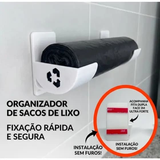 Kit 3 Par Suporte para Sacos Plásticos ou Utensílios de Cozinha Organizador para sacos de lixo para qualquer tamanho