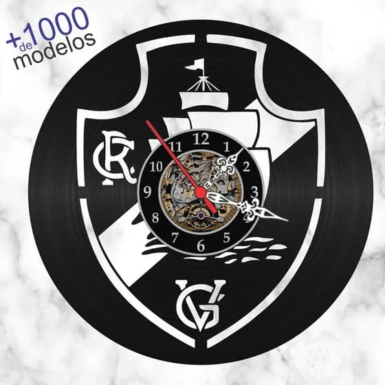 Relógio Parede Vasco Futebol Times Esporte Disco Vinil Retrô
