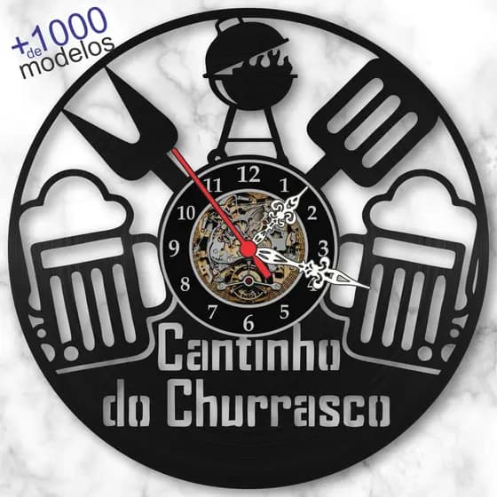 Relógio Parede Cantinho Churrasco Vinil Lp Decoração Retrô - Presente Criativo Pai Tio Primo Filho