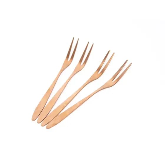 Kit com 4 garfos para petisco Rose Gold Dourado