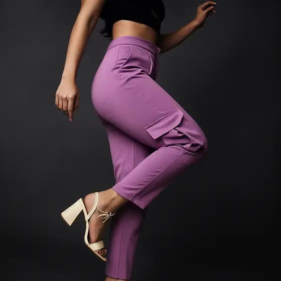 Calça alfaiataria cargo feminina casual