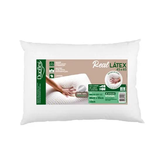 Travesseiro Duoflex Real Látex Natural 45x65x13cm