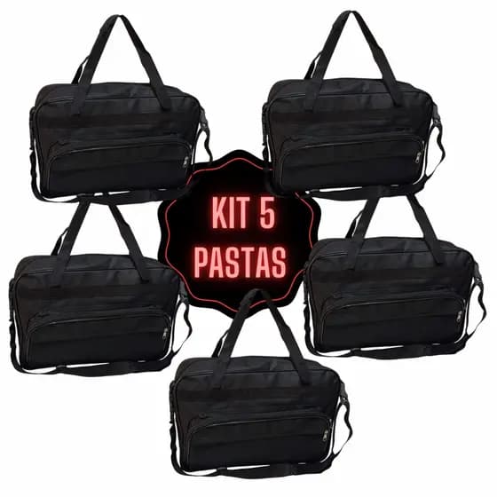 Bolsa pasta transversal professor notebook básica cor preta Atacado Revenda 5 peças