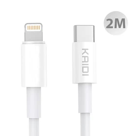 Cabo 2 metros Turbo pd para Iphone 11 12 13 14 pro max Tipo C para Lightning 30w rapido Kaidi