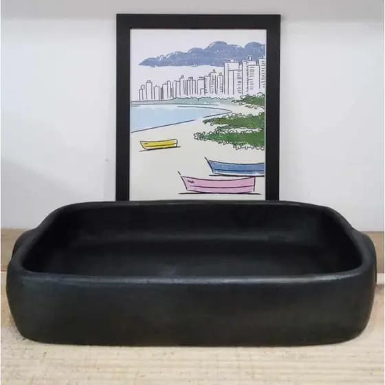 MELHOR PREÇO - Assadeira de Barro Preto Capixaba (Retangular)