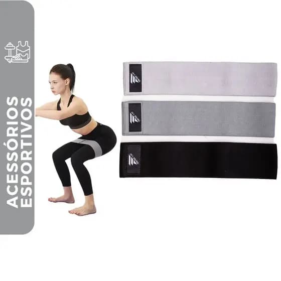 Kit Hip Mini Band Faixa Elástica com 3 Und Exercício Targ Me Elástico Academia Treino 3 Intensidades