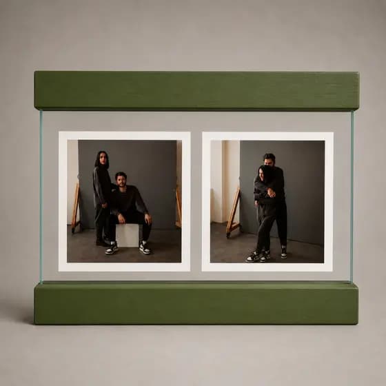 Porta Retrato 10x15 Madeira Pinus Vidro Duplo Foto Flutuante de Mesa Presente Personalizado Para Namorado Mãe Avós