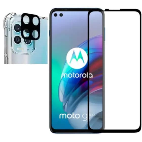 Película de vidro 3D + Película câmera vidro Motorola Moto G100 Proteção Aparelho Celular